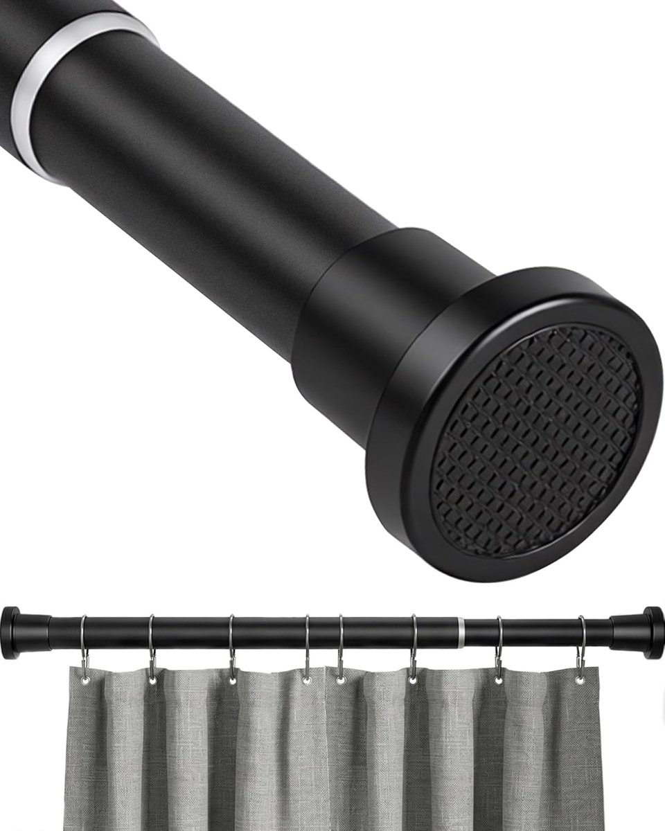 Gordijnroede zonder boren - Telescoopstang klem - Ruimte indelen - Antislip rubberkussens - 80-145 cm - Zwart