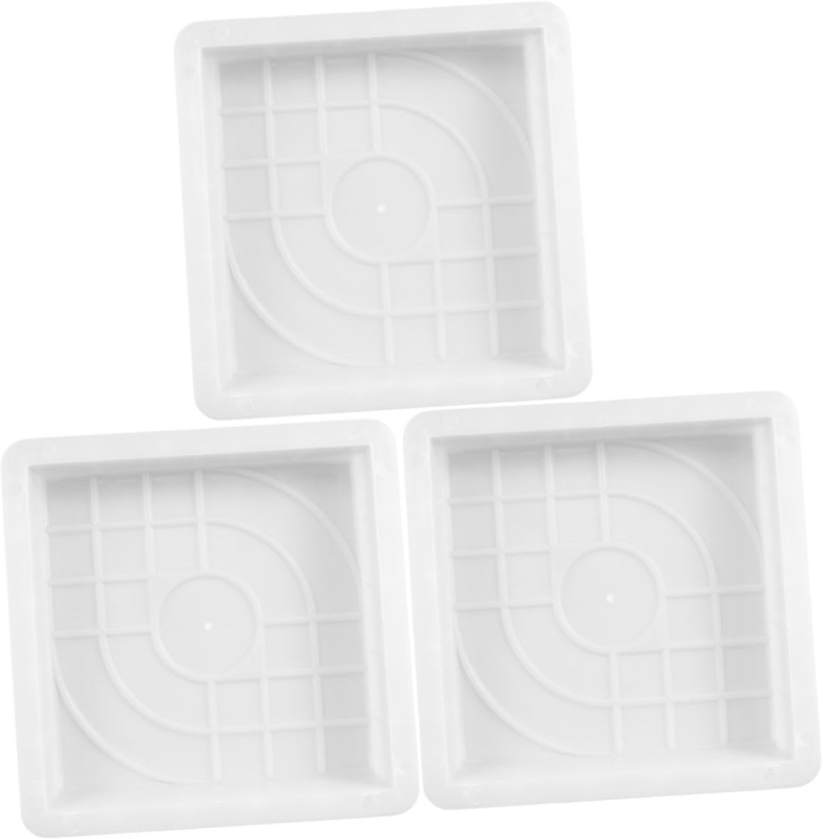 Betonmal Set - Terrasstenen Mallen - Tuinpad Aanleggen - 3 Stenen Vormen - 28.6 cm - Wit