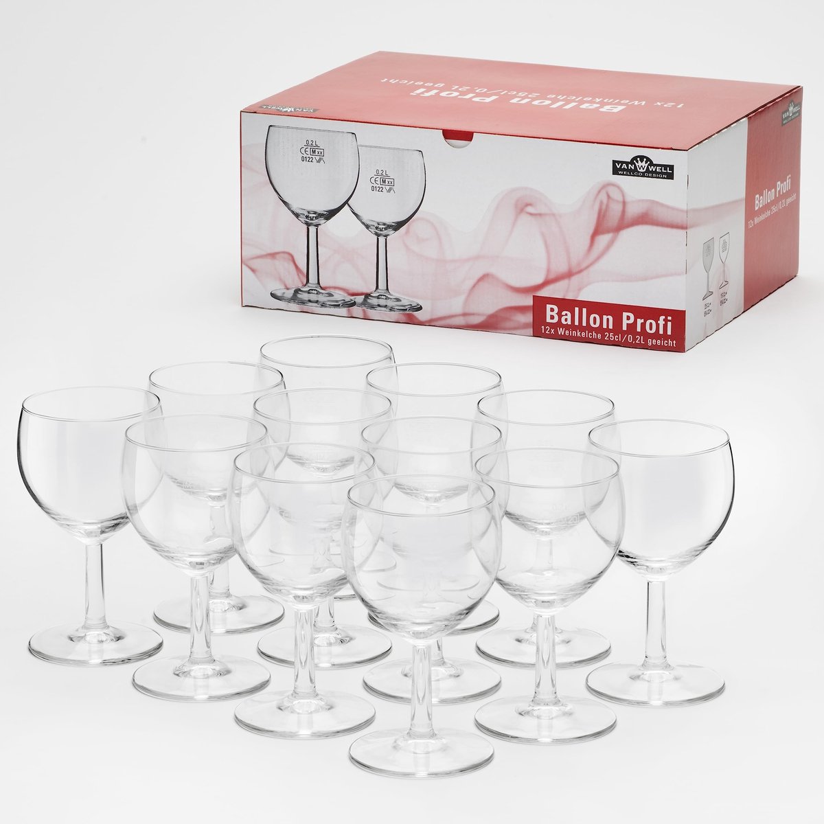Dailygoods - Professioneel Wijnglas Set van 12 - Vaatwasmachinebestendig 0,2 l en 0,25 l