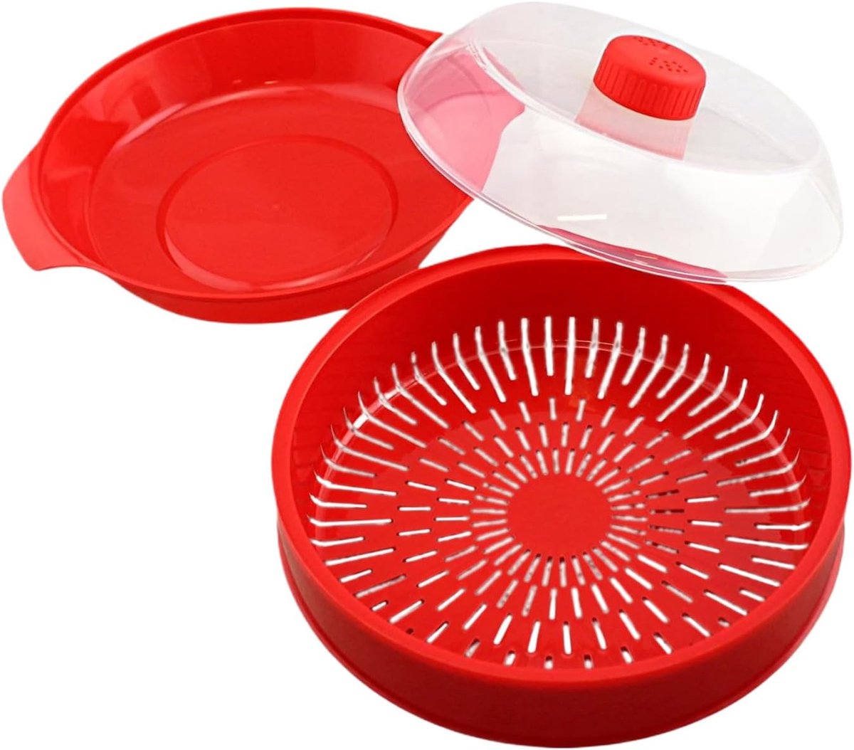 Stoompan Magnetron Dubbele Laag Gezond Koken Efficiënte Bereiding 21x21x18 cm Rood