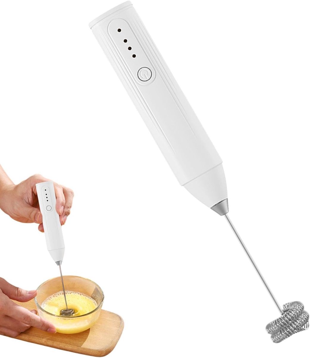 Melkopschuimer Draadloos Koffie Opschuimer Drankjes Maken Instelbare Snelheid 22 cm Wit