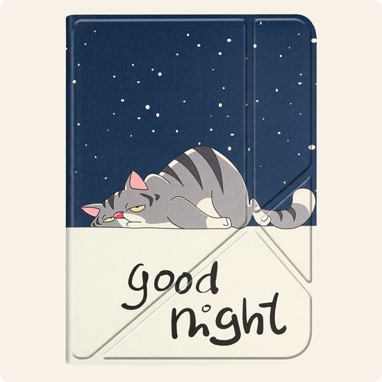 Hoesje Geschikt voor Kobo Clara 2E Hoes Book Case Trifold - Hoes Geschikt voor Kobo Clara 2E Hoesje Book Cover - Kat van Hoesje  — afbeelding 4
