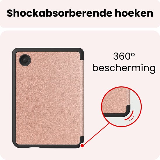 Hoes Geschikt voor Kobo Clara 2E Hoesje Bookcase Cover Book Case Hoes Sleepcover Trifold Met Screenprotector - Rosé Goud — afbeelding 4