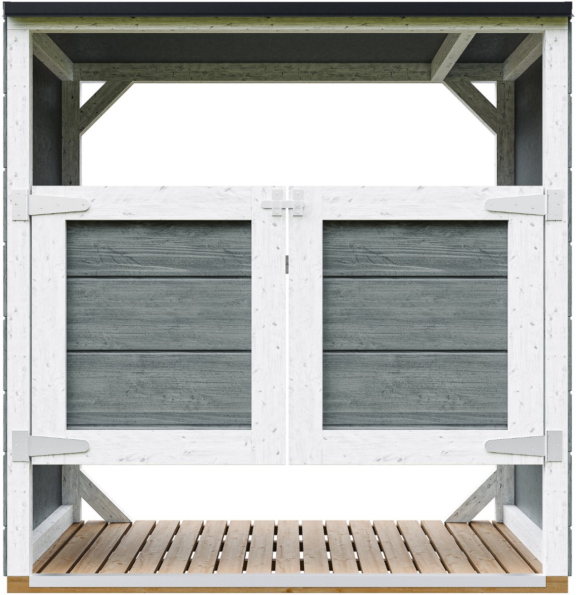 Timbela M980A-CAVERN STEEL - LP SmartSide Kliko ombouw - 2x240L - met deuren - container ombouw hout