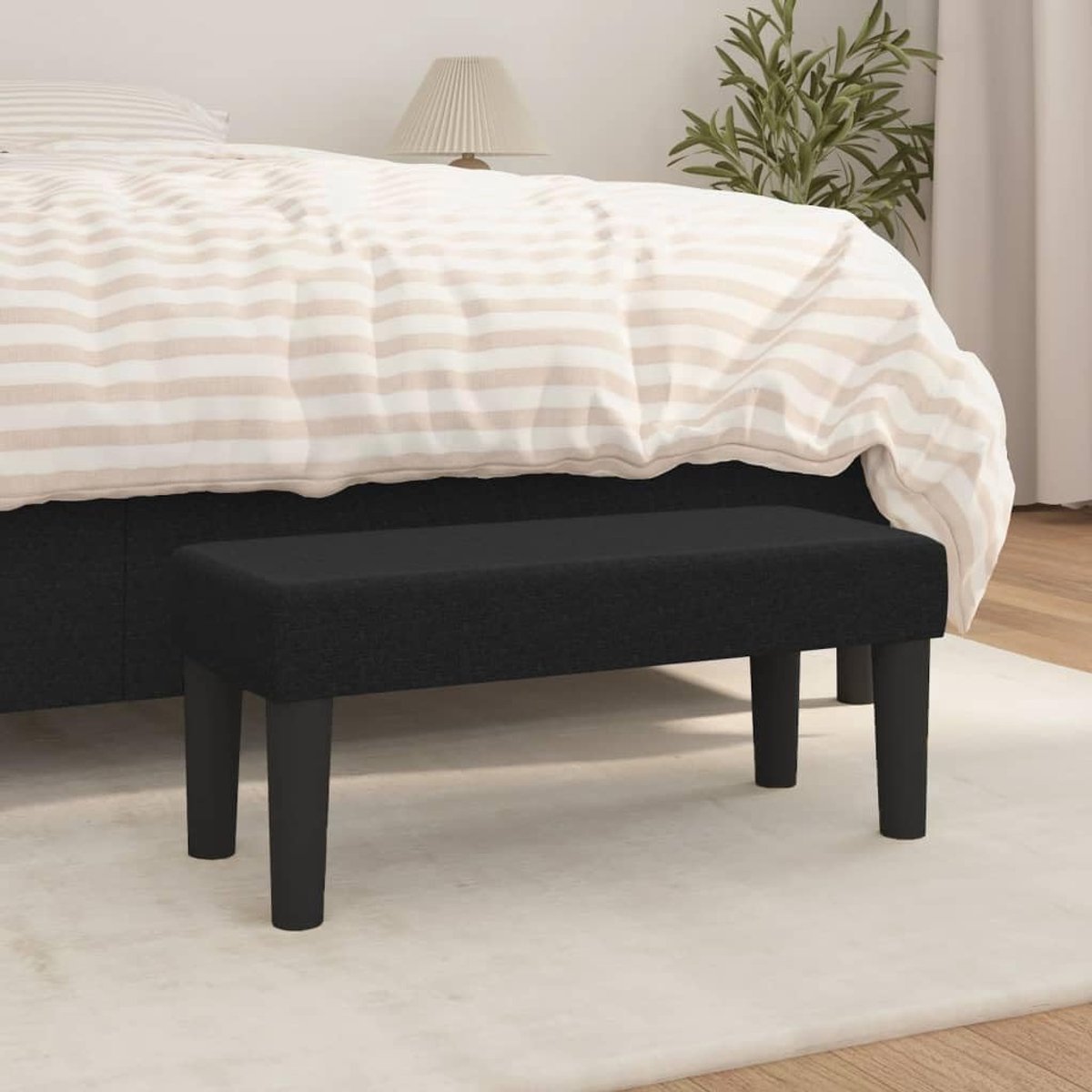 Gestoffeerde Bank - Zitkruk Halbank - Extra Zitplaats - Duurzame Stof - 70 x 30 x 30 cm - Zwart