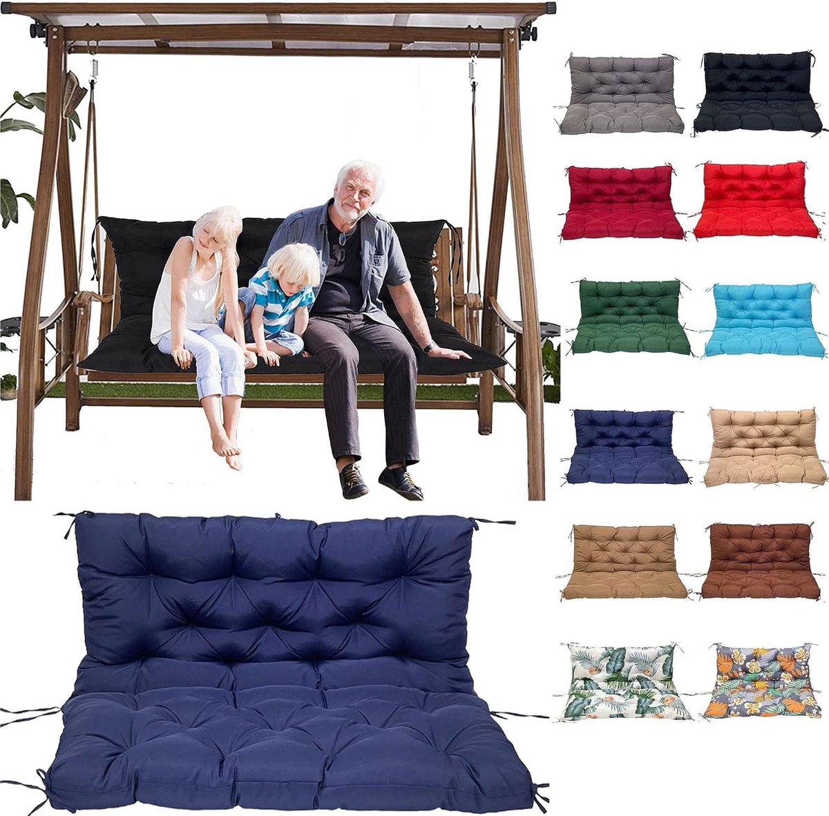 Bank Kussen - Zitkussen Rugkussen - Buiten Ontspannen - Dikke Comfortabele Vulling - 100 cm - Khaki
