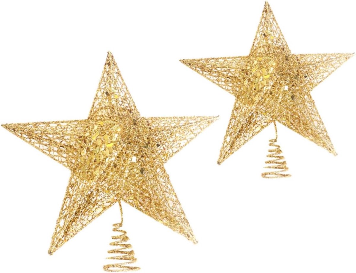 Kerstboom Ster - Boomversiering Top - Feestelijke Decoratie - Glitter Afwerking - 20x20CM - Goud