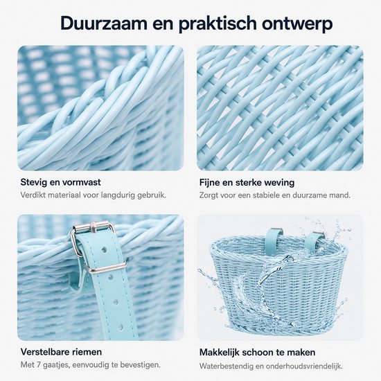 BOTC Fietsmandje Jongens & Meisjes - Fietsmand kinderfiets - Blauw van BOTC — afbeelding 3