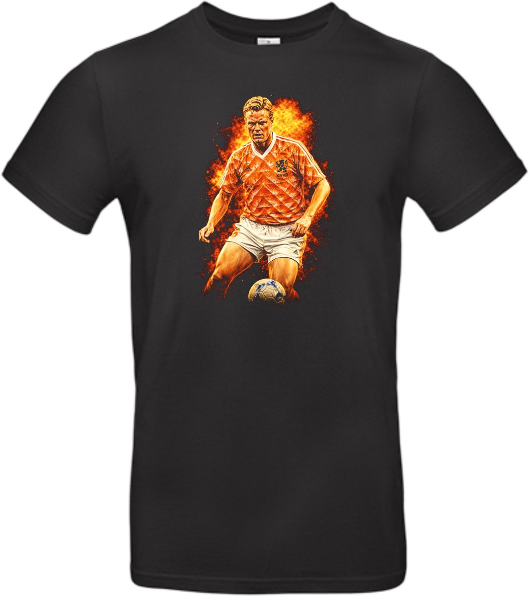 T-shirt zwart met opdruk van het Nederlandse voetbal icoon Ronald Koeman maat XXL van Shirtmakelaar