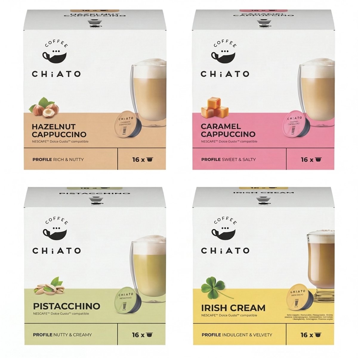 Koffiecapsules compatibel met NESCAFÉ® Dolce Gusto® CHiATO Irish Cream, 16 st.