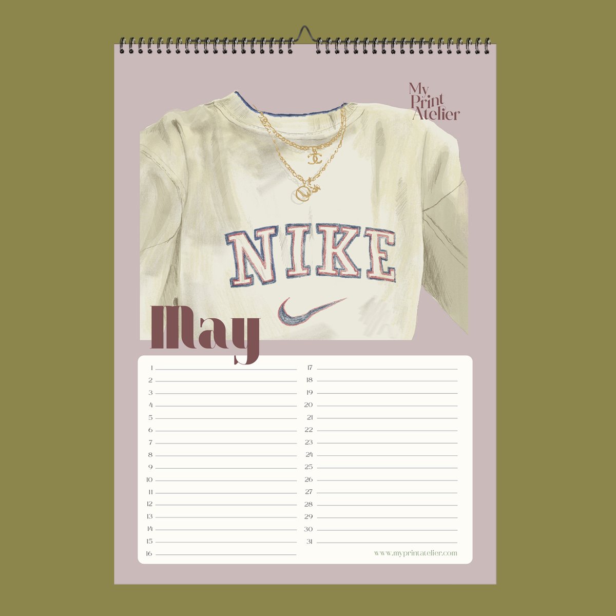 Verjaardagskalender - The Streetwear Wishlist - Streetwear & Sneaker Style – A4 – Eeuwigdurend – Hand getekend – Premium Papier
