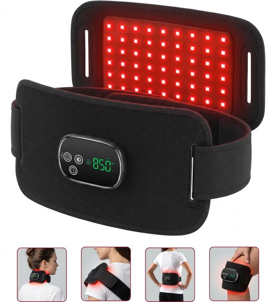 Rood Licht Therapie Warmteband - Draadloos Infraroodlamp met Timer Functie - Red light therapy voor onderrug, nek, schouder - Oplaadbaar