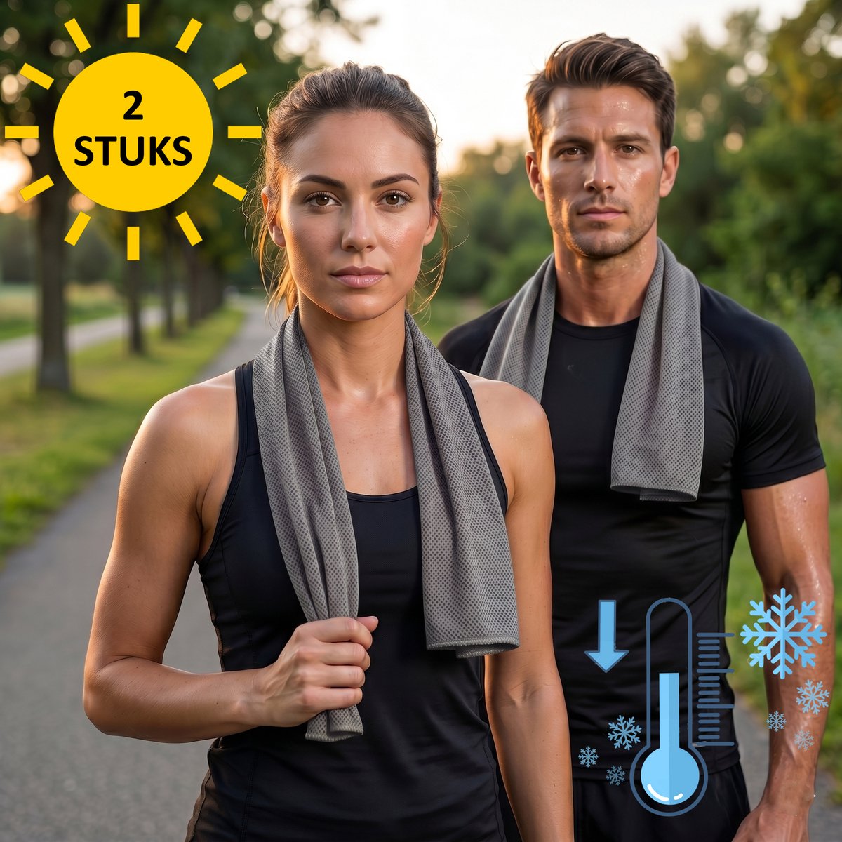 Sorprese Koelhanddoek - 2 Stuks - Grijs - Verkoelende Handdoek - Cooling Towel - Microvezel - Ice Towel - Ijshanddoek - Koelsjaal