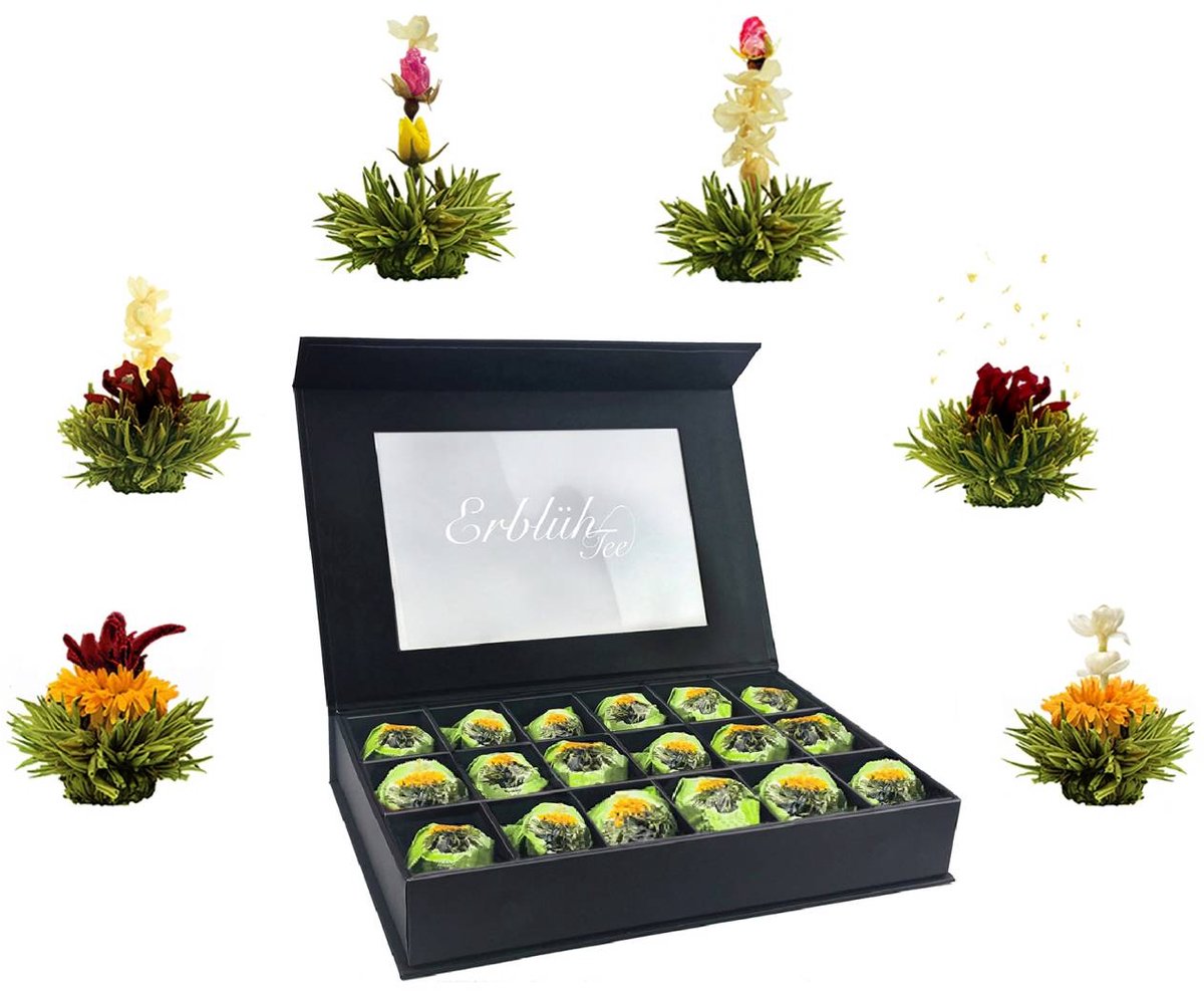 18 stuks ErblühTee in elegante magneetdoos "Groene thee"