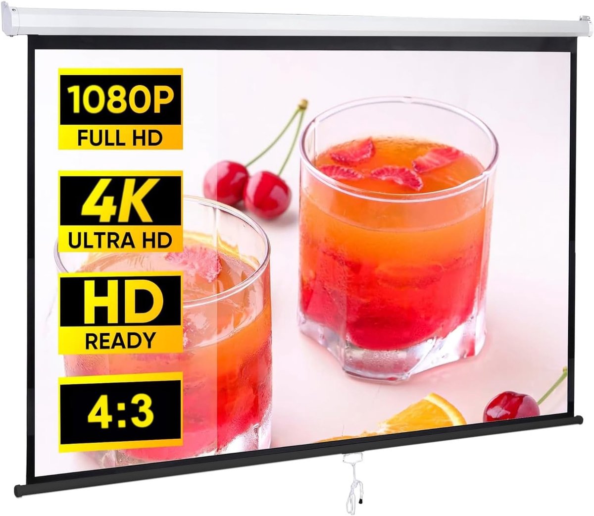 Projectorscherm - Beeldscherm - Thuisbioscoop - Handmatig uitschuifbaar - 60-72 inch - Wit