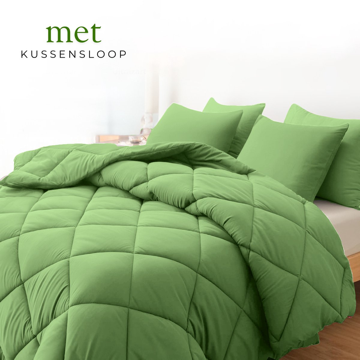Sleep Comfy - Deluxe 2-in-1 All Year Dekbed - 200x220 cm - Khaki - met 2 Kussenslopen 60x70 cm - Dekbed zonder overtrek - Ademend & Anti Allergie - Hoesloos Dekbed - Stijl, Comfort en Innovatie voor Elke Dag & Nacht - Camping & In de Caravan