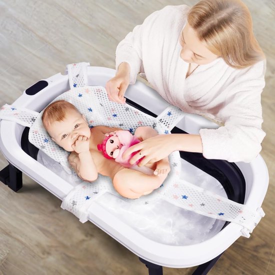 Baby Baddouchemat - Babybadhangmat - 5-Punts Veiligheidsriemen - Babybadnet - Verstelbaar - Babybadhangmat - stoel ondersteuning - Geschikt voor pasgeborenen - Voor Badkuip & Reizen - wit van Merkloos — afbeelding 3