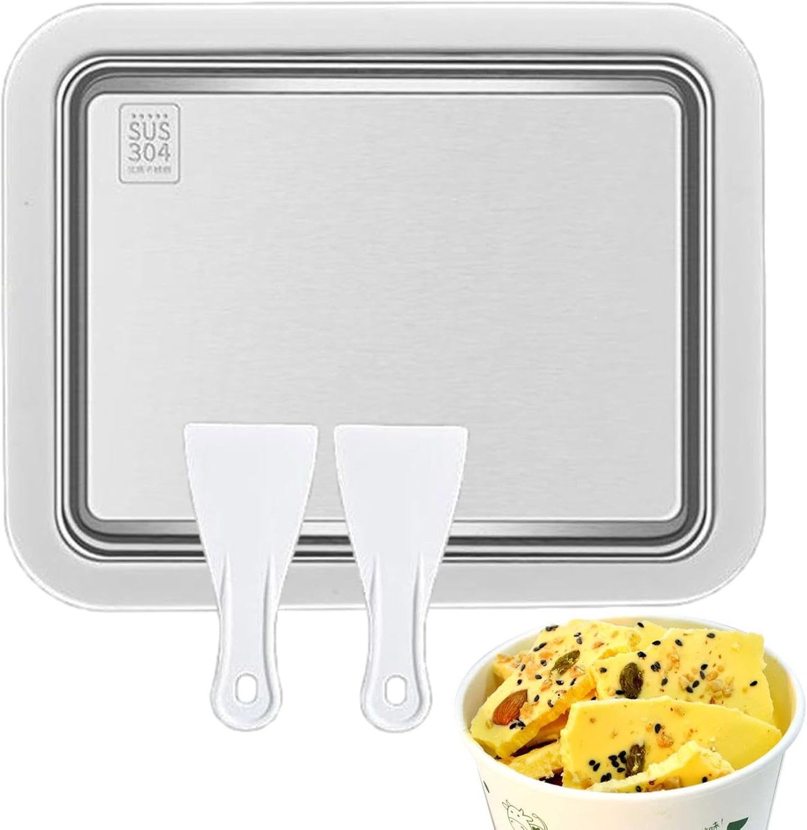 Gebakken yoghurtmachine - Roliijs machine - Desserts maken - Geen elektriciteit nodig - 26 cm breed - Wit
