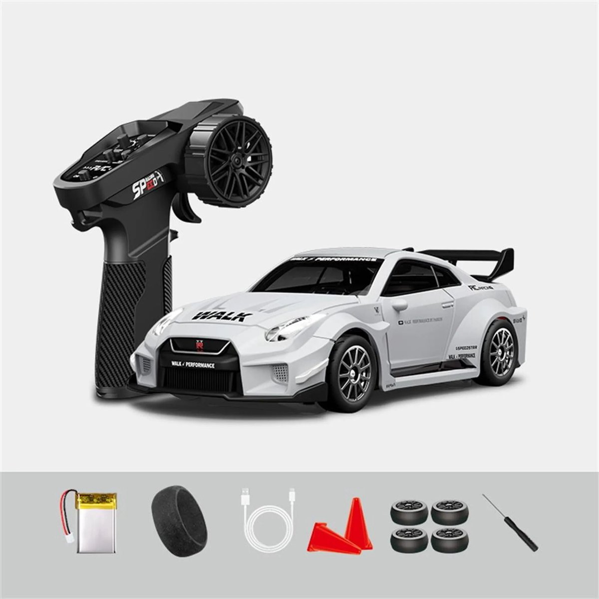 Hstar D43-02 RC Drift Auto 1:43 4WD met Gyroscoop – Mini RC Auto RTR met Proportionele Besturing, LED Verlichting, 2.4GHz Afstandsbediening, Indoor Drift Wagen