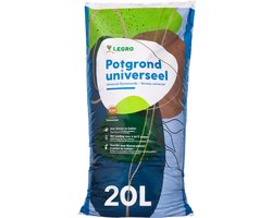 Legro Potgrond Universeel 20 Liter - Kwaliteitspotgrond geschikt voor Buiten en Binnen, 9 weken Voeding, geschikt voor Buitenplanten, Tuinplanten, Binnenplanten en Kamerplanten, kan gebruikt worden in Potten, Bakken, Tuin, Moestuin en als Tuinaarde.