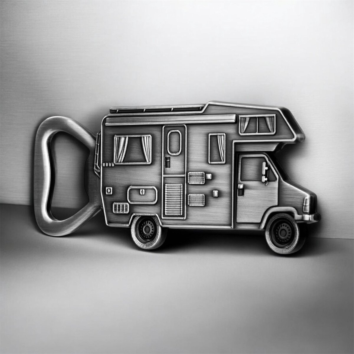 Flesopener Camper Donker Zilverkleurig ( 4.0 x 10 cm )