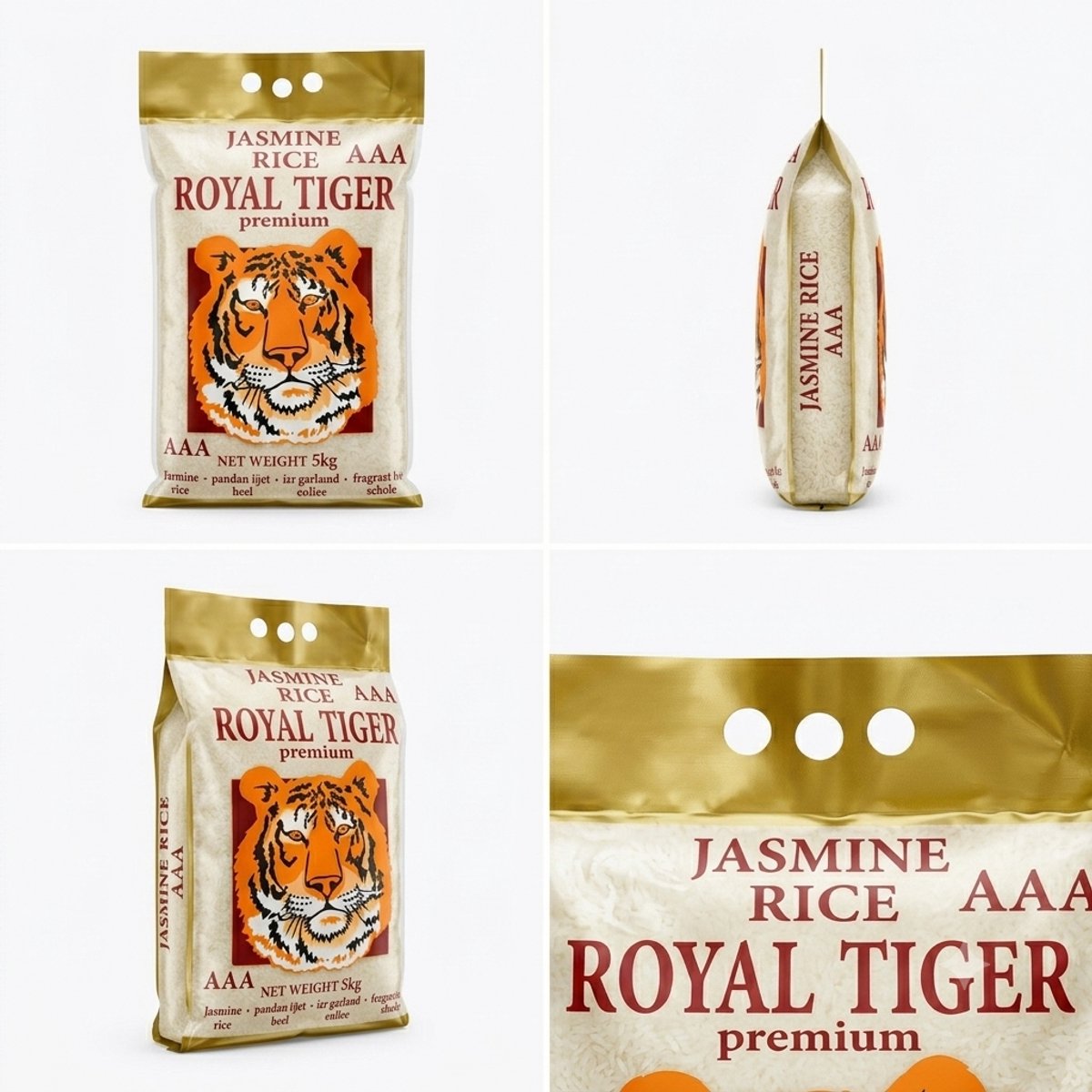 Royal Tiger Jasmin Rijst - Premium Thaise Hom Mali Rijst - Grootverpakking 5 kg - Authentieke Smaak en Aroma - Ideaal voor Aziatische Gerechten - 1 x 5 kg Met Kajal Sticker