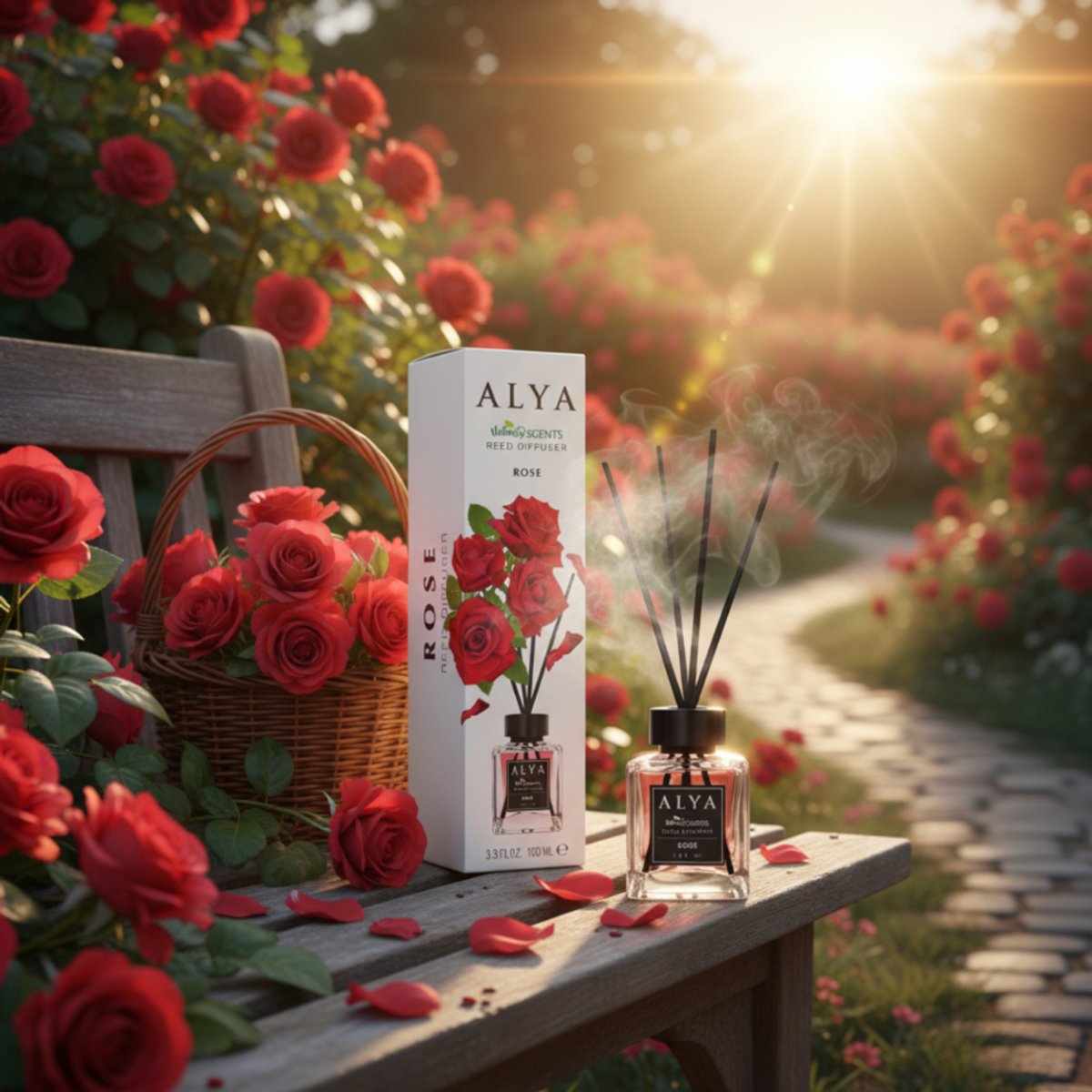 Alya Rose Series - Geurstokjes - Langer houdbare Rozengeur - Elegante Presentatie