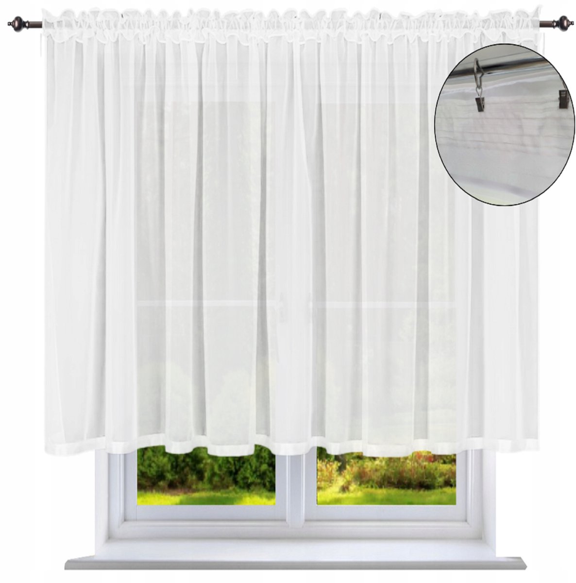 NOW-ART Vitragegordijn - 200 x 150 cm - Wit - Met universele ophangband