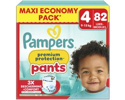 Pampers Premium Protection Pants Maat 4 – 82 Luierbroekjes – 9-15 kg – Maxi Economy Pack Productomschrijving