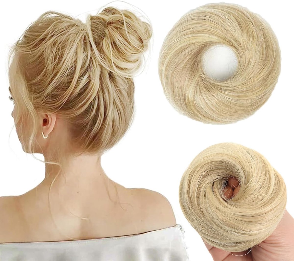 Elastisch Haarstuk voor Vrouwen, Bun Accessoire met Scrunchies, Neppaar en Donut voor Volumineuze Haarstijlen