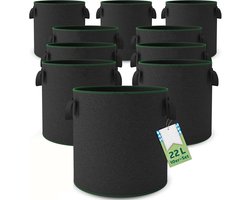 10x 22L Plantzakken - 300g/m² extra sterk PP vlies - ademend & luchtsnede - met stevige handgrepen voor tomaten, aardappelen, kruiden