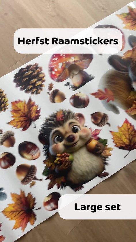 Raamstickers herfst LARGE - Statische herbruikbare herfst stickers