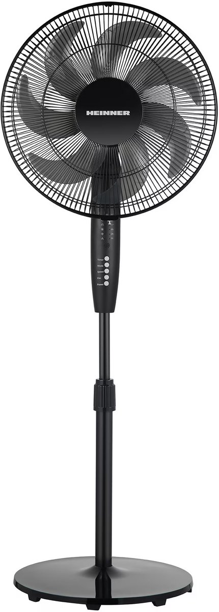 Heinner Staande Ventilator met Afstandsbediening – 50 W – 7 Ventilatorbladen – 3 Snelheidsstanden – 85° Oscillatiefunctie – 7 Uurs Timer – 130 cm – Zwart