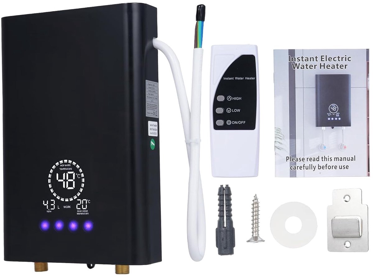 Doorstroomverwarmer - Elektrische Boiler - Direct Warm Water - Spraakbesturing - 8500W - Zwart