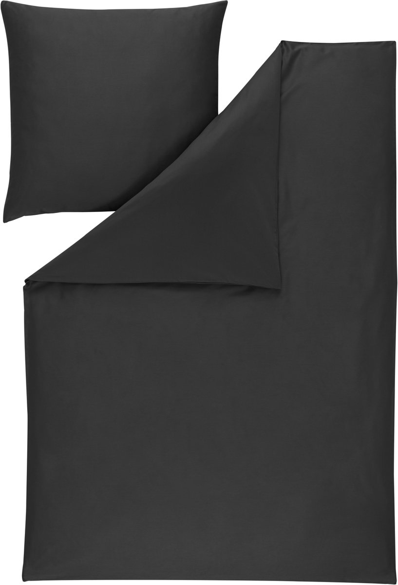 Estella Valetta - Dekbedovertrekset - Mako-katoensatijn - 140 x 200 cm - 2-delig Antraciet