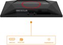 Achterkant van de AOC monitor met HDMI 2.0, DisplayPort en koptelefoonaansluiting.