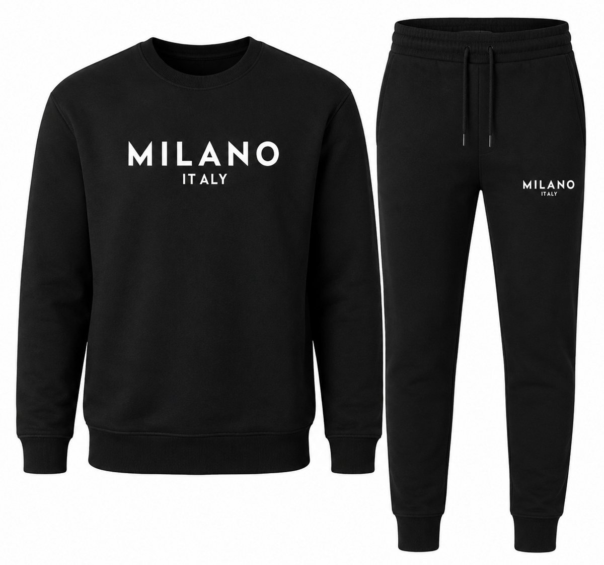 Trainingspak Heren – Sweater Heren – Joggingbroek Heren – Sportkleding Heren – Comfortabele Tracksuit Heren – Milano Italy – Zwart – 4XL
