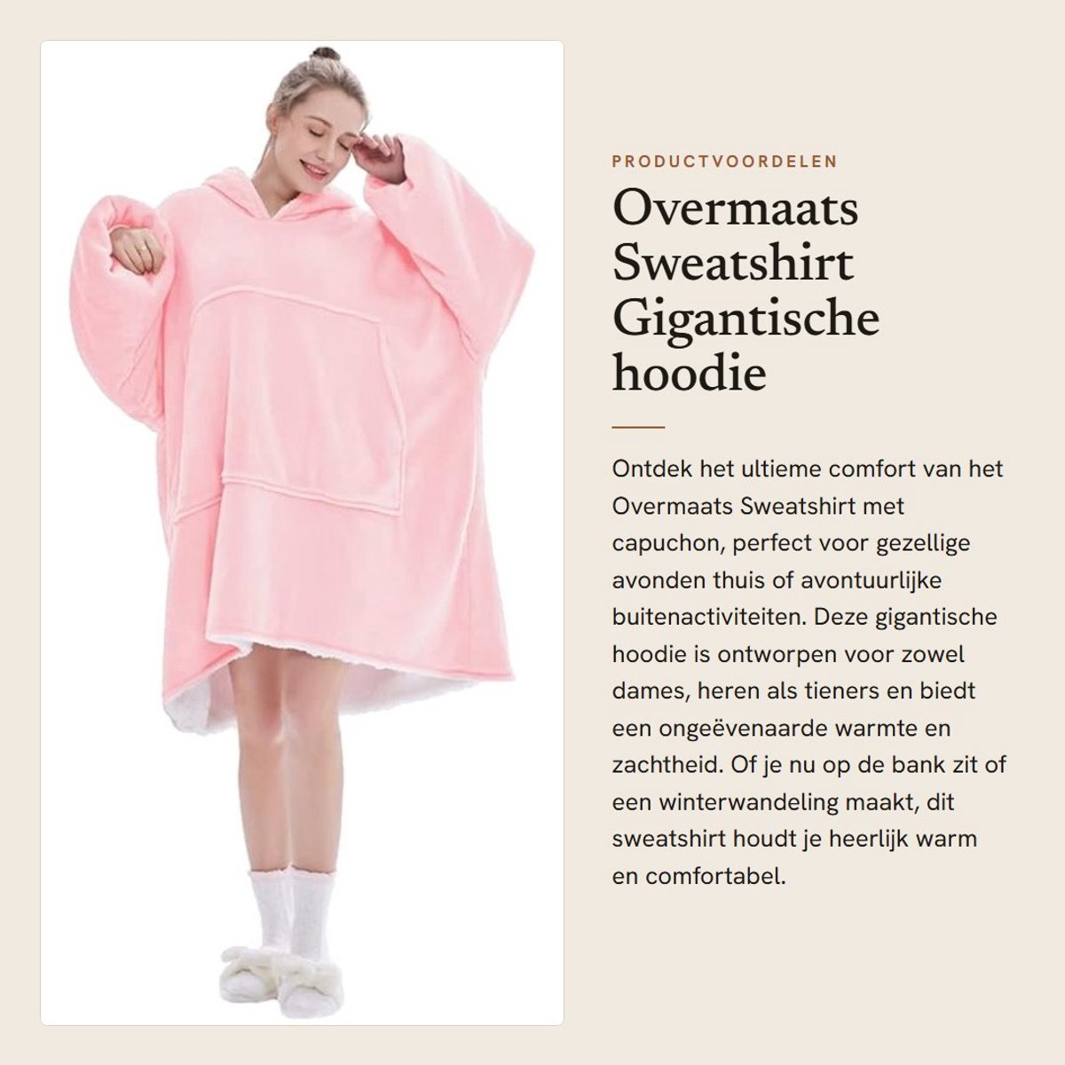 Dailygoods- Sweatshirt met capuchon - Overmaat - Superzacht - Comfortabel - Geschikt voor volwassenen - Ideaal voor outdooractiviteiten - Balaclava