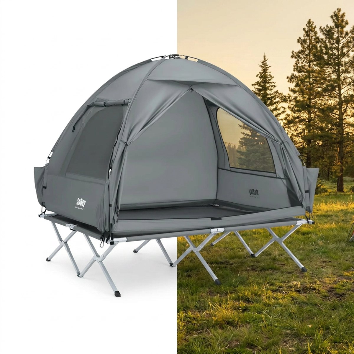 Veldbed - Kampeerbed - Vouwbed - Ligbed - Stretcher- Campingbedje - Opvouwbaar - 1 Persoons - Grijs