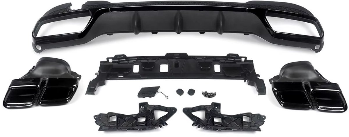 Bumper Diffuser Glanzend Zwart - Passend voor Mercedes E, Achterbumper Diffuser Deluxe en AMG E63 Stijl - Voor Auto Styling, Vervanging en Tuning