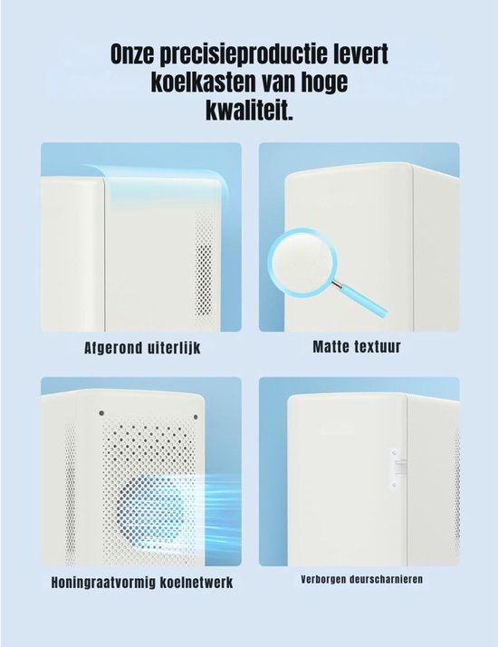 QORA® Mini Koelkast - Koelkast - Wit - 20cm x 26cm x 32cm — afbeelding 2