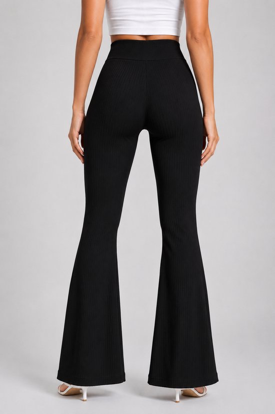 SparkNine Breezeflare dames legging - stijlvolle flare broek - M - zwart - lichtgewicht & ademend - hoge taille - flatterende pasvorm — afbeelding 3
