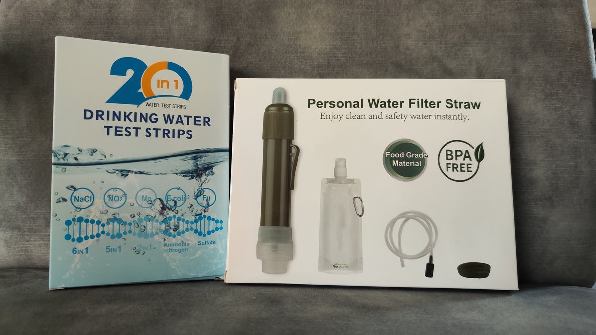 Altoura® Waterfilter - Noodpakket 2-in-1 Set - Lifestraw Survival Waterfilter 4000L - Noodpakket voor Thuis met Drinkwater Tester - Water Filter Straw - Waterzuiveraar - Noodpakket Rampenrugzak - Teststrips Zwembad - Water Tester - pH Test Strips