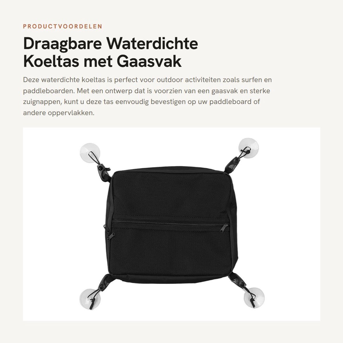 Dailygoods- Koeltas Waterdicht - Draagbare Koeltas - Paddleboard Accessoires - Dubbele Ritssluiting - Sterke Zuignappen - Opbergtas met Hoekhaken - Koeler