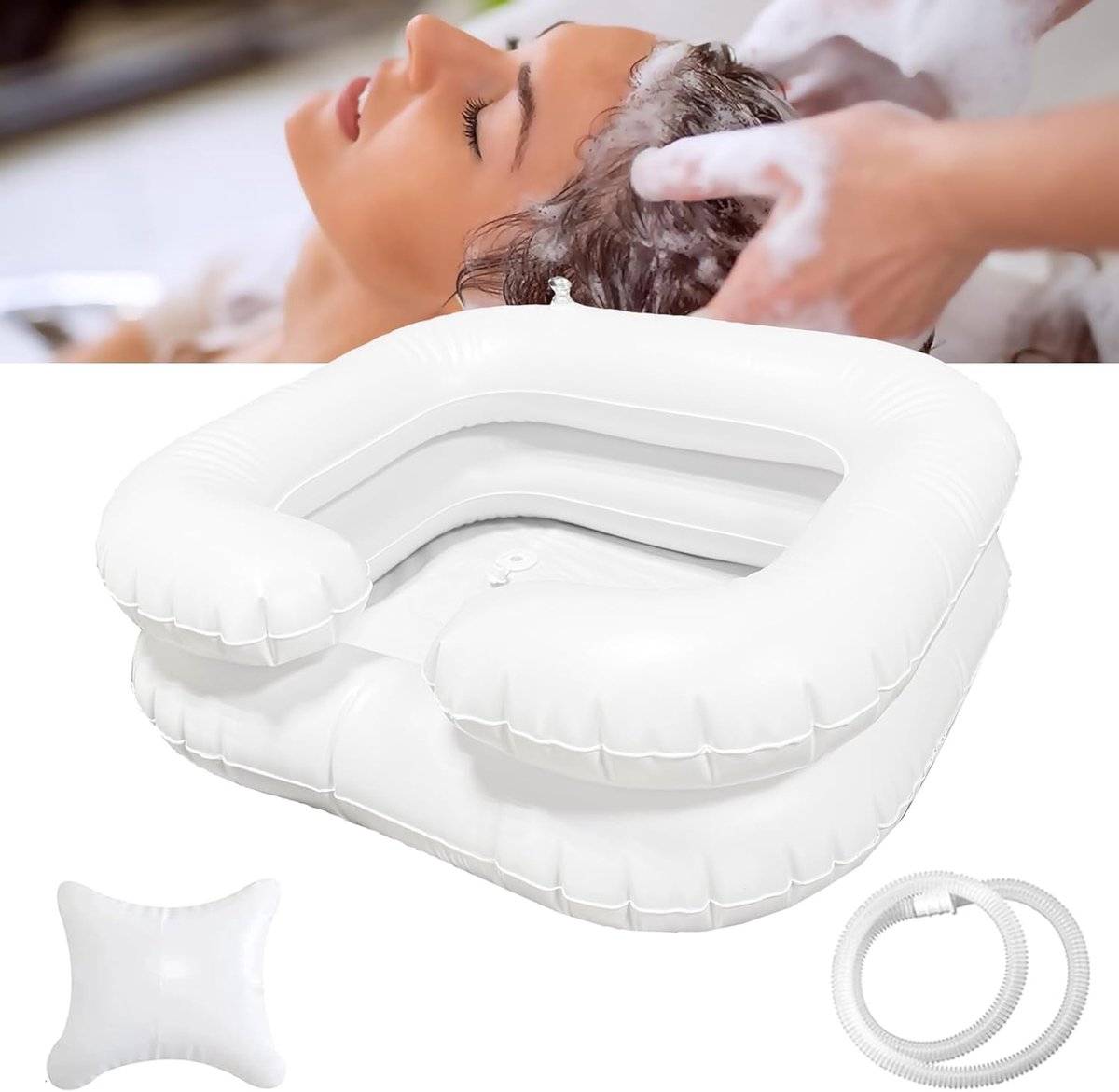 Thijox - Opblaasbare Haarwastafel voor Bedlegerigen & Invaliden - Comfortabel Haarwassen Zonder Douche