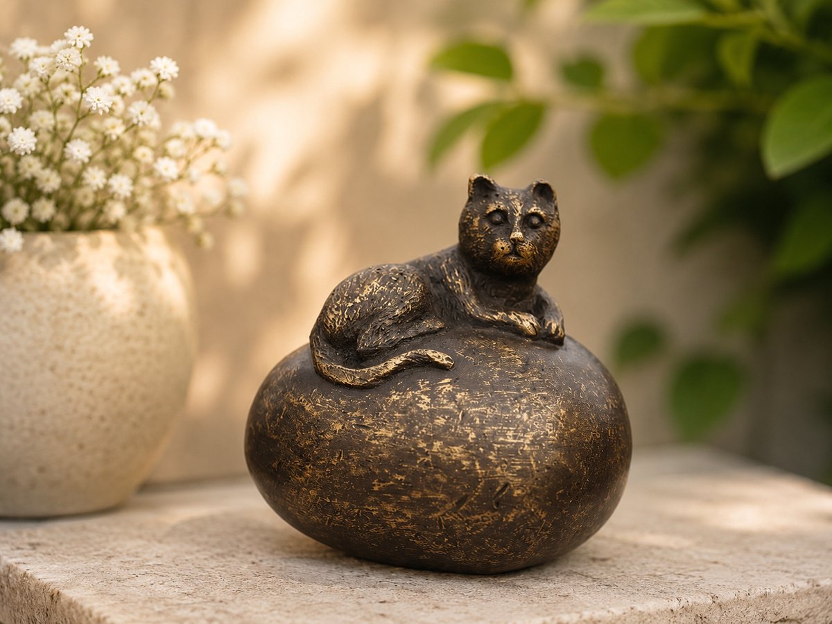 Decoratief Beeld - Bronzen Beelden: Urne Met Violet - Kunststof - Bronzart - Multicolor - 6 X 7 Cm