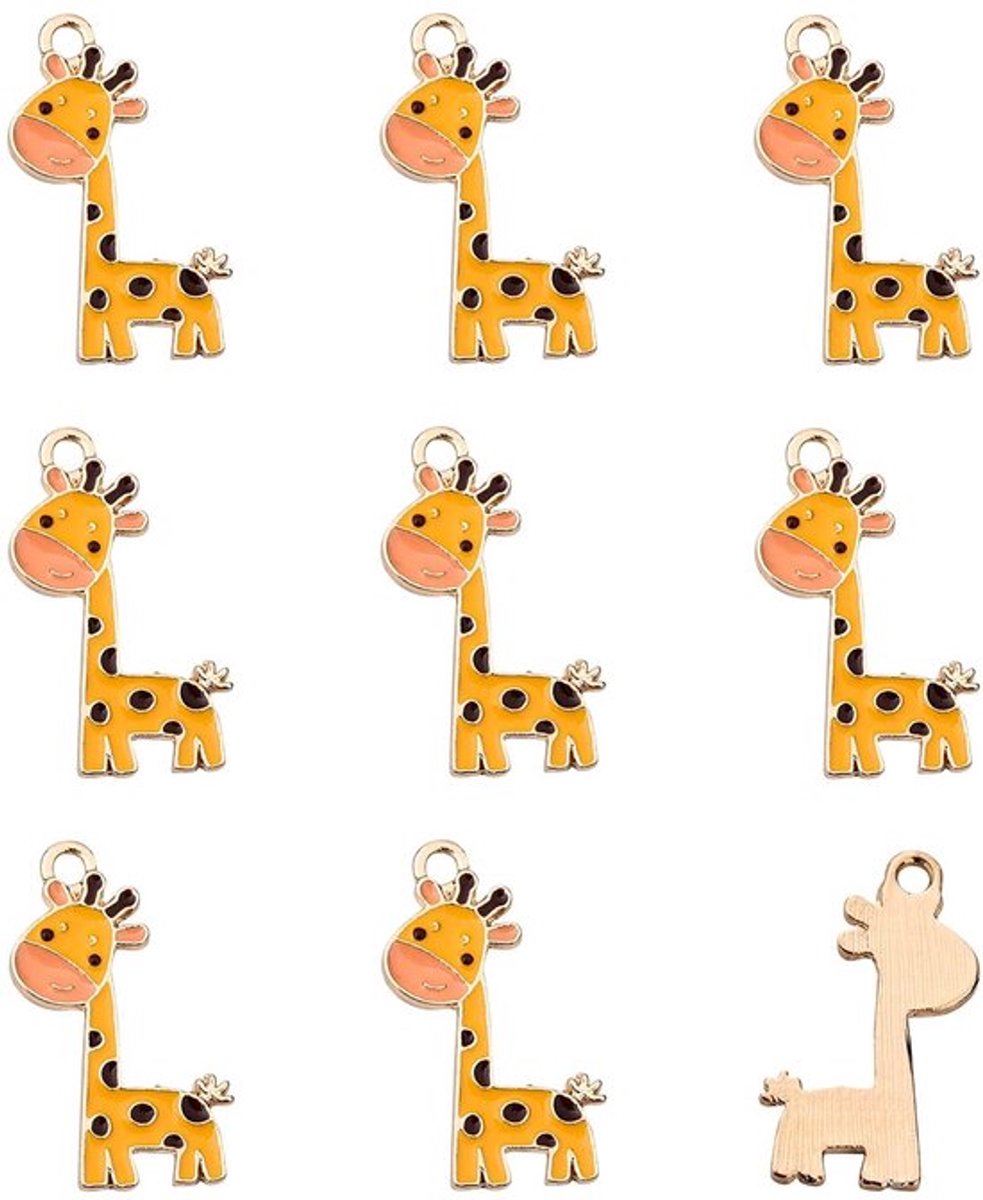 Solidchoice - Dailygoody - Emaille Giraffe Charms - 10 stuks - Licht verguld