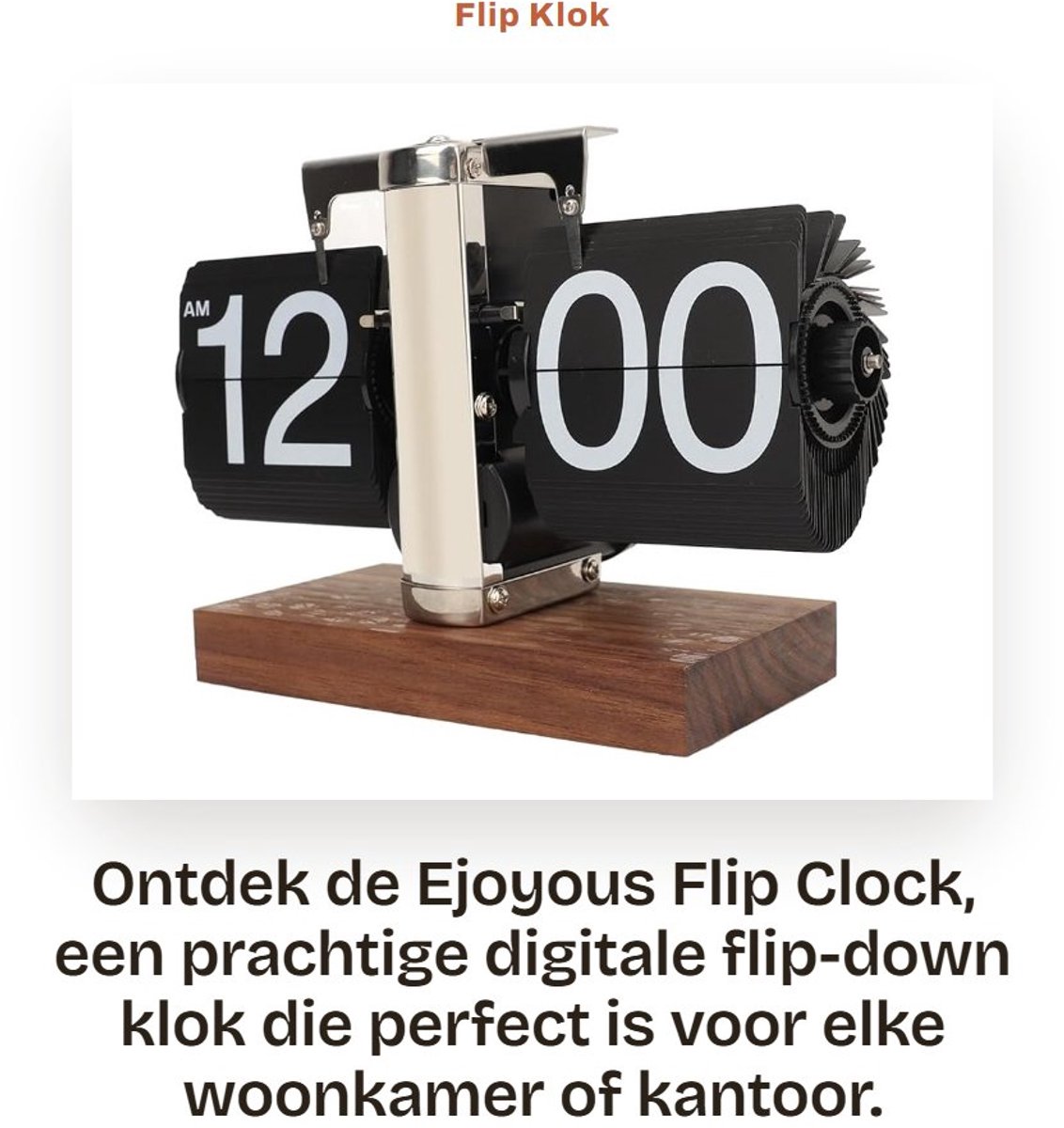Dailygoods - Flip Klok - Digitale Klok - Retro Design - Zwart - Batterij-aangedreven - Perfect voor Woonkamer en Kantoor - Modern Uiterlijk