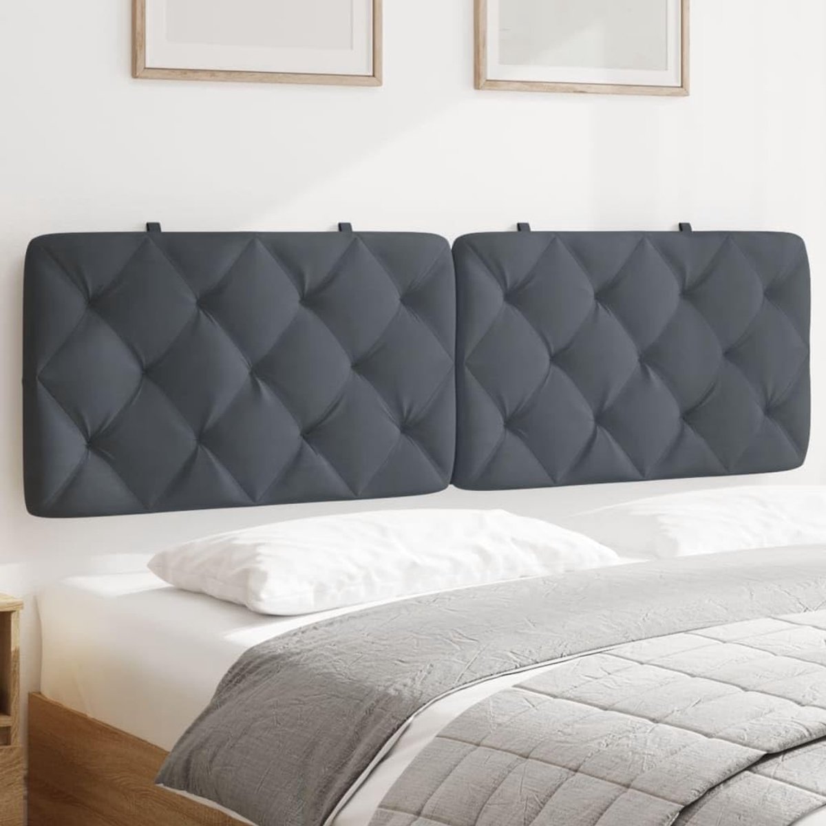 Hoofdbordkussen - Leeskussen Bed - Comfortabel Lezen - Zacht Fluweel - 160 cm - Donkergrij