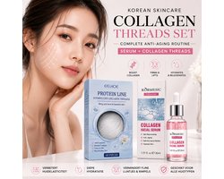 Korean Skincare Collagen Beauty Set – Collagen Facial Serum 30ml + 60 Collagen Face Masks – Anti Aging Gezichtsverzorging – Hydratatie, Glow & Huidverjonging